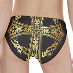 Ornamental Golden Cross Print Women's Panties