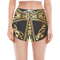 Ornamental Golden Cross Print Women's Split Running Shorts