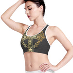 Ornamental Golden Cross Print Women's Sports Bra