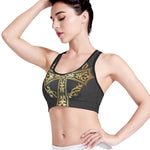 Ornamental Golden Cross Print Women's Sports Bra