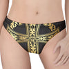 Ornamental Golden Cross Print Women's Thong