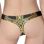 Ornamental Golden Cross Print Women's Thong