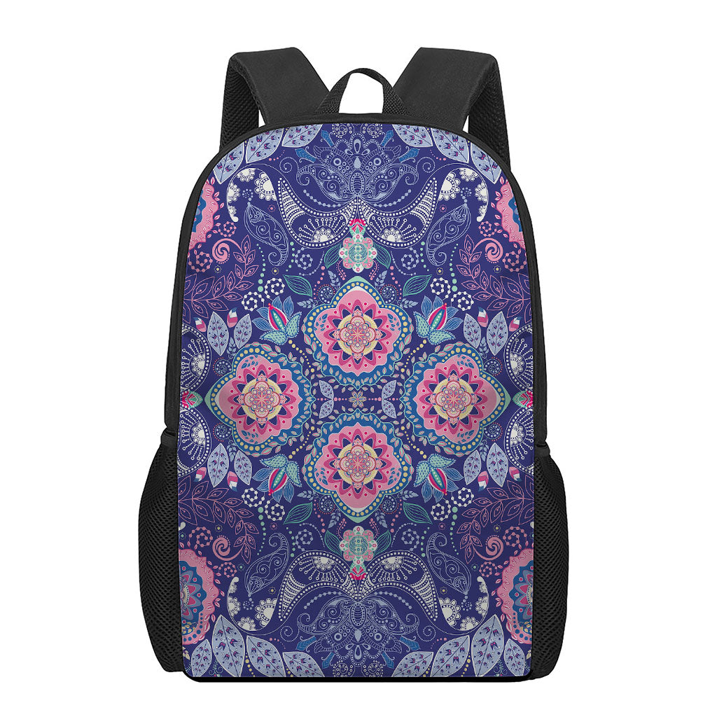 Ornamental Paisley Mandala Print 17 Inch Backpack