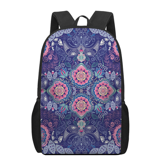 Ornamental Paisley Mandala Print 17 Inch Backpack