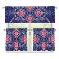 Ornamental Paisley Mandala Print 3 Piece Kitchen Curtains