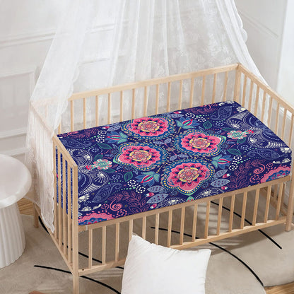 Ornamental Paisley Mandala Print Baby Crib Sheet