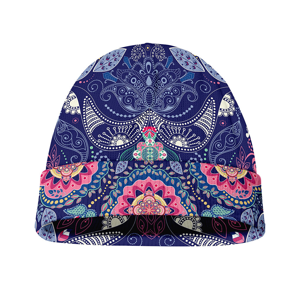 Ornamental Paisley Mandala Print Beanie