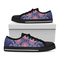 Ornamental Paisley Mandala Print Black Low Top Sneakers