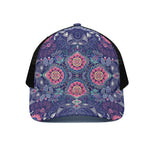 Ornamental Paisley Mandala Print Black Mesh Trucker Cap
