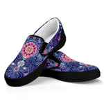 Ornamental Paisley Mandala Print Black Slip On Sneakers