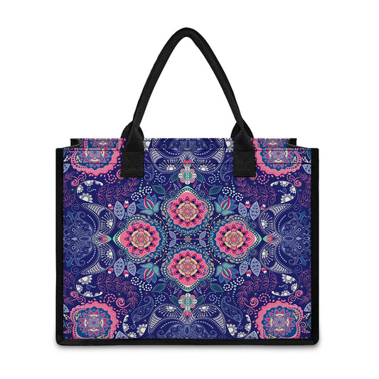 Ornamental Paisley Mandala Print Canvas Tote Bag