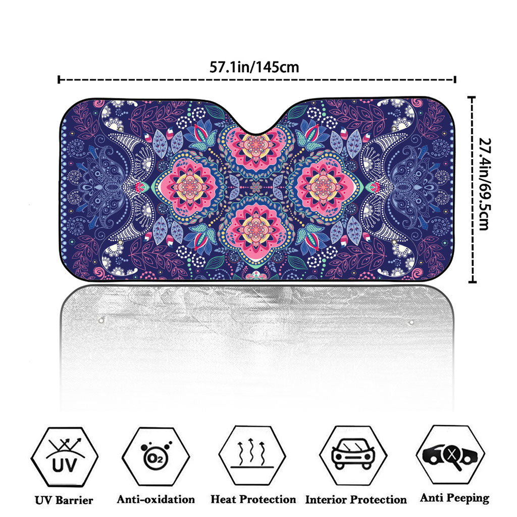 Ornamental Paisley Mandala Print Car Windshield Sun Shade