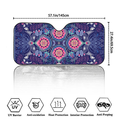 Ornamental Paisley Mandala Print Car Windshield Sun Shade