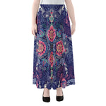 Ornamental Paisley Mandala Print Chiffon Maxi Skirt
