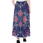 Ornamental Paisley Mandala Print Chiffon Maxi Skirt