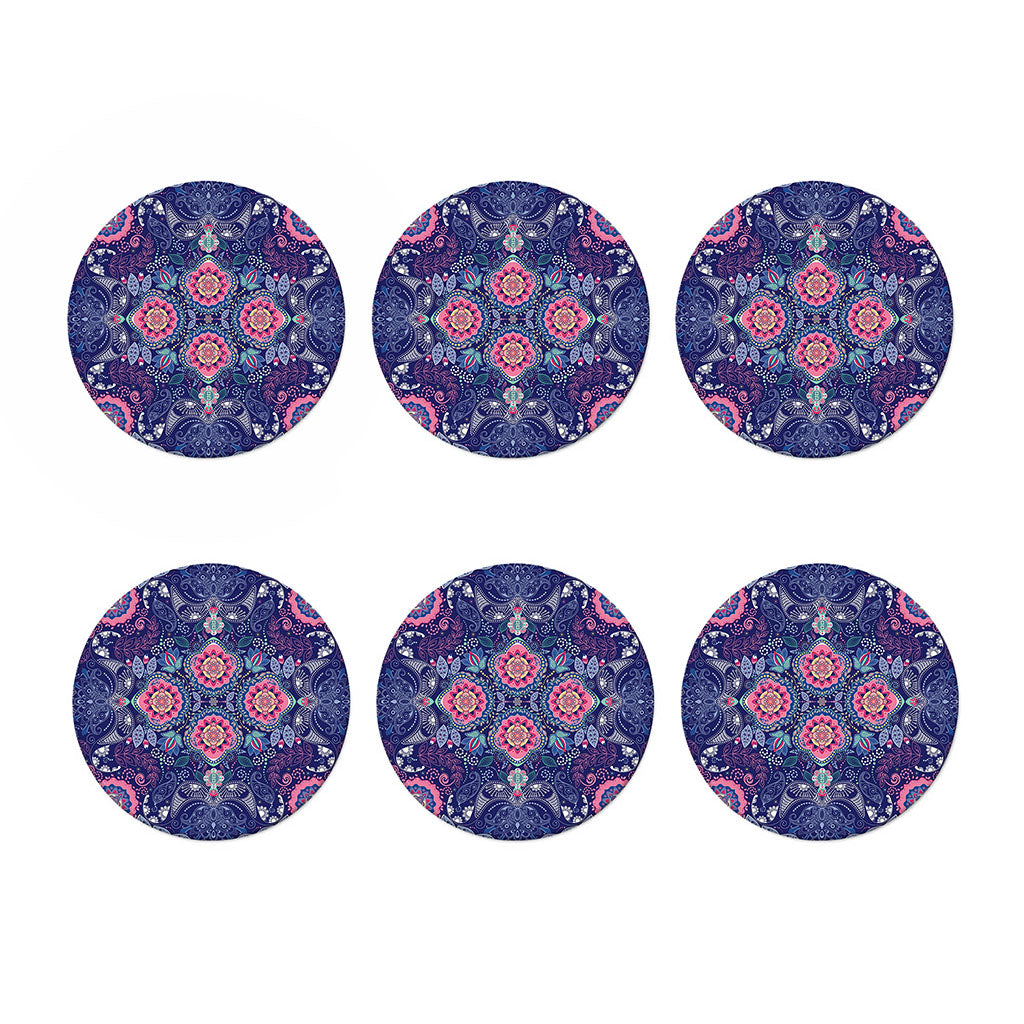 Ornamental Paisley Mandala Print Coaster Set