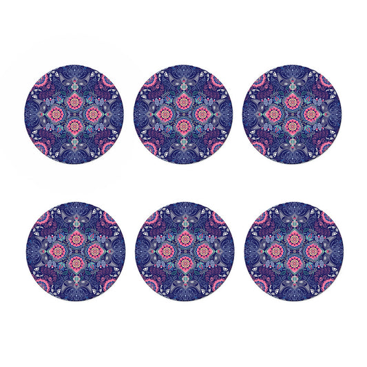 Ornamental Paisley Mandala Print Coaster Set