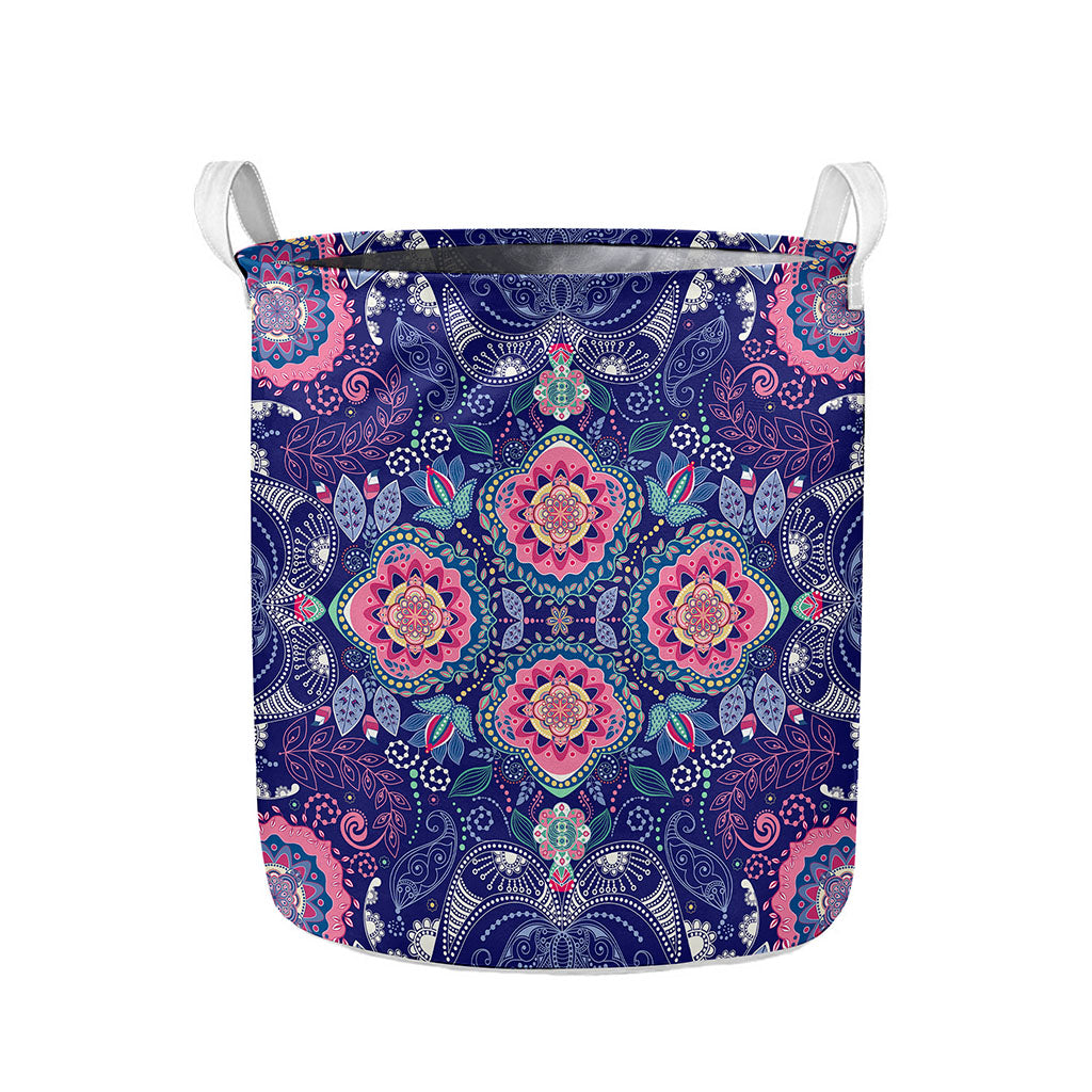 Ornamental Paisley Mandala Print Collapsible Laundry Basket