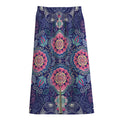 Ornamental Paisley Mandala Print Cotton Front Slit Maxi Skirt