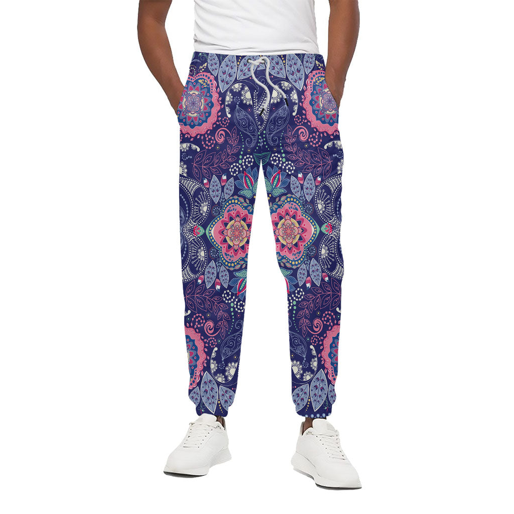 Ornamental Paisley Mandala Print Cotton Pants
