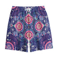 Ornamental Paisley Mandala Print Cotton Shorts