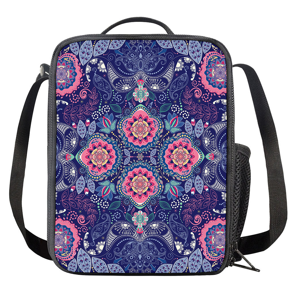 Ornamental Paisley Mandala Print Crossbody Lunch Bag