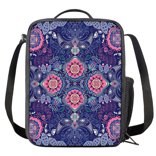 Ornamental Paisley Mandala Print Crossbody Lunch Bag