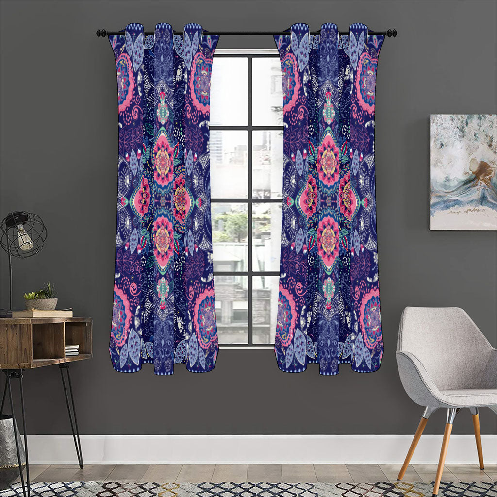 Ornamental Paisley Mandala Print Curtain