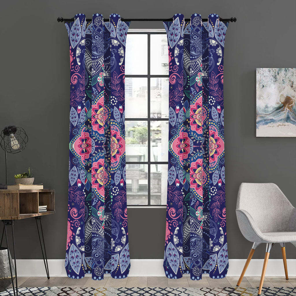 Ornamental Paisley Mandala Print Curtain