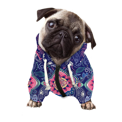 Ornamental Paisley Mandala Print Dog Zip Up Hoodie