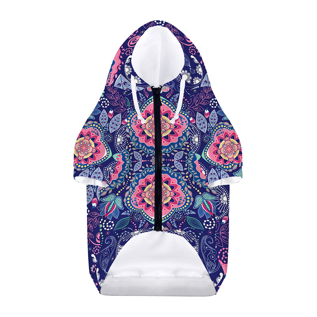 Ornamental Paisley Mandala Print Dog Zip Up Hoodie