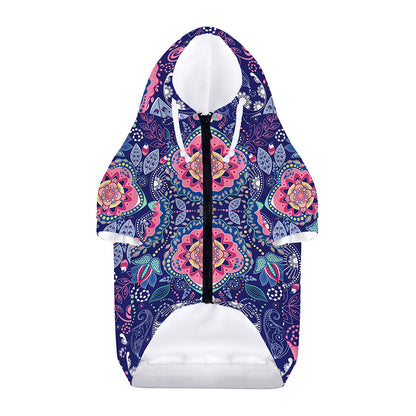 Ornamental Paisley Mandala Print Dog Zip Up Hoodie