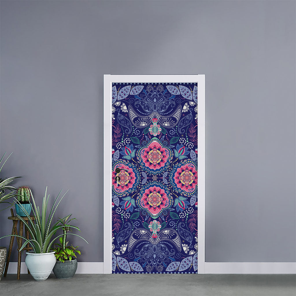 Ornamental Paisley Mandala Print Door Sticker