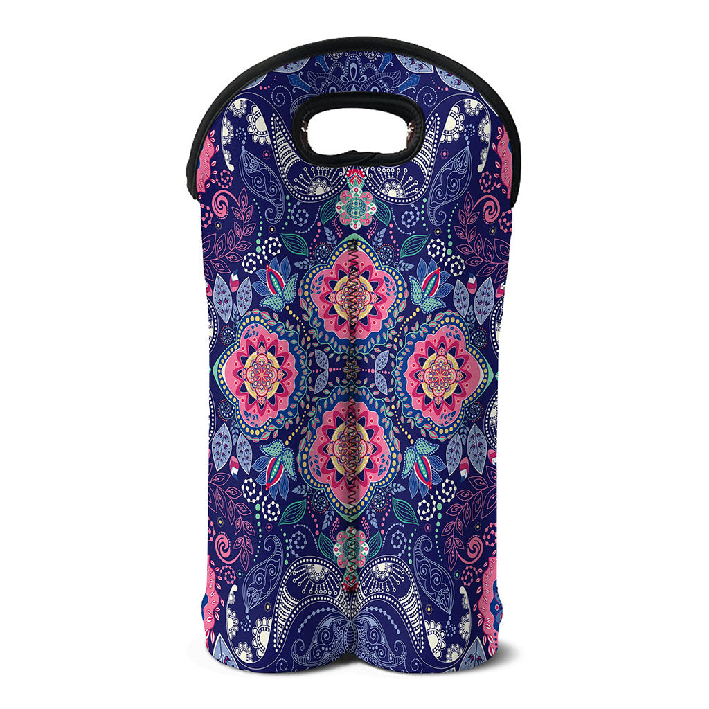 Ornamental Paisley Mandala Print Double Neoprene Wine Tote