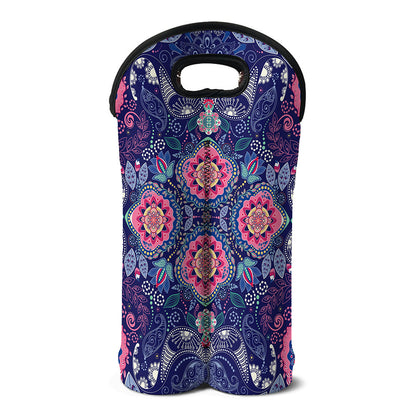 Ornamental Paisley Mandala Print Double Neoprene Wine Tote