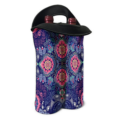 Ornamental Paisley Mandala Print Double Neoprene Wine Tote