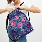 Ornamental Paisley Mandala Print Drawstring Backpack