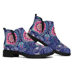 Ornamental Paisley Mandala Print Flat Ankle Boots
