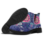 Ornamental Paisley Mandala Print Flat Ankle Boots
