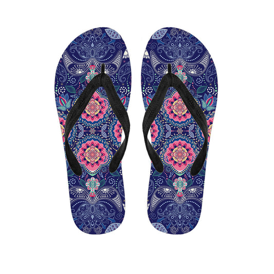 Ornamental Paisley Mandala Print Flip Flops
