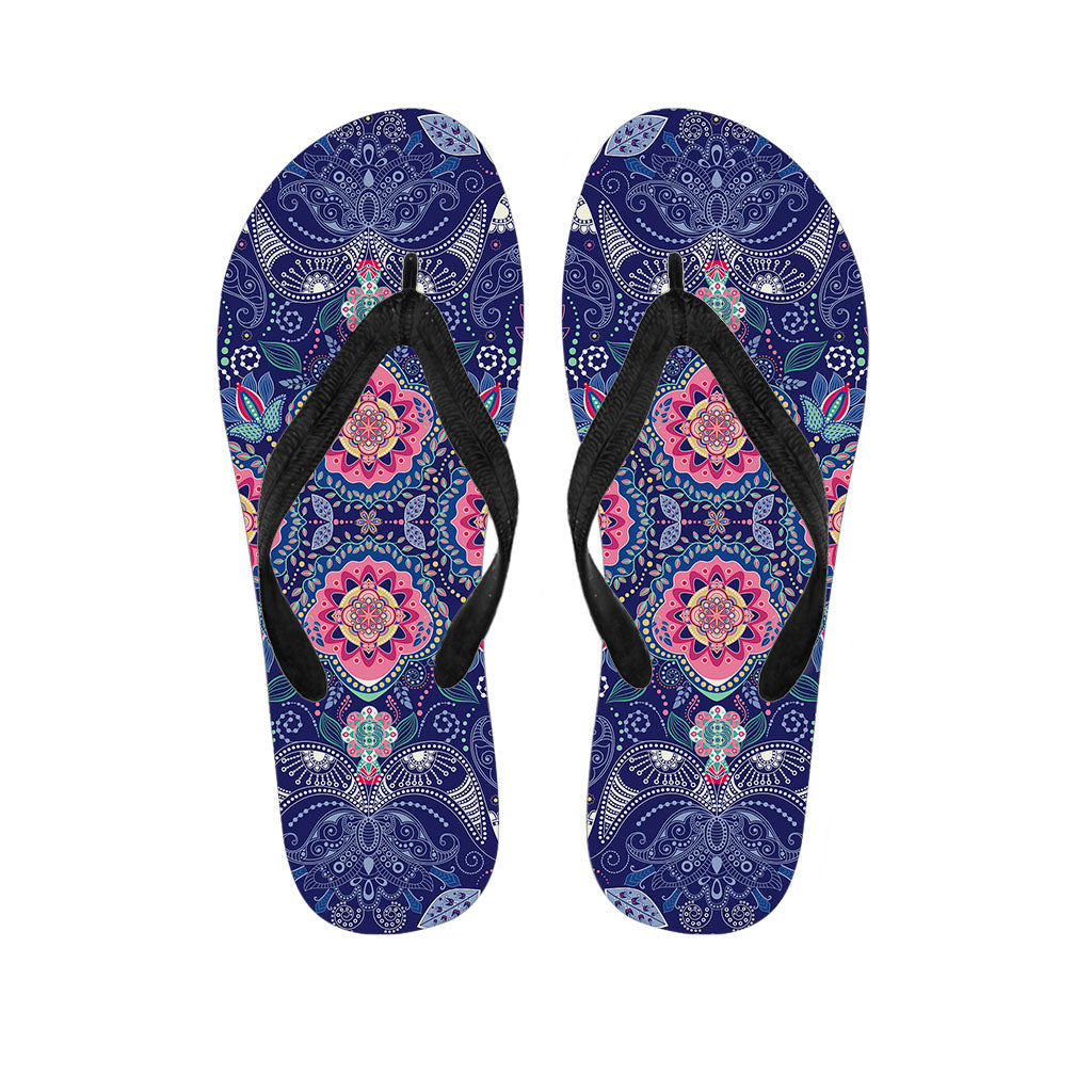 Ornamental Paisley Mandala Print Flip Flops