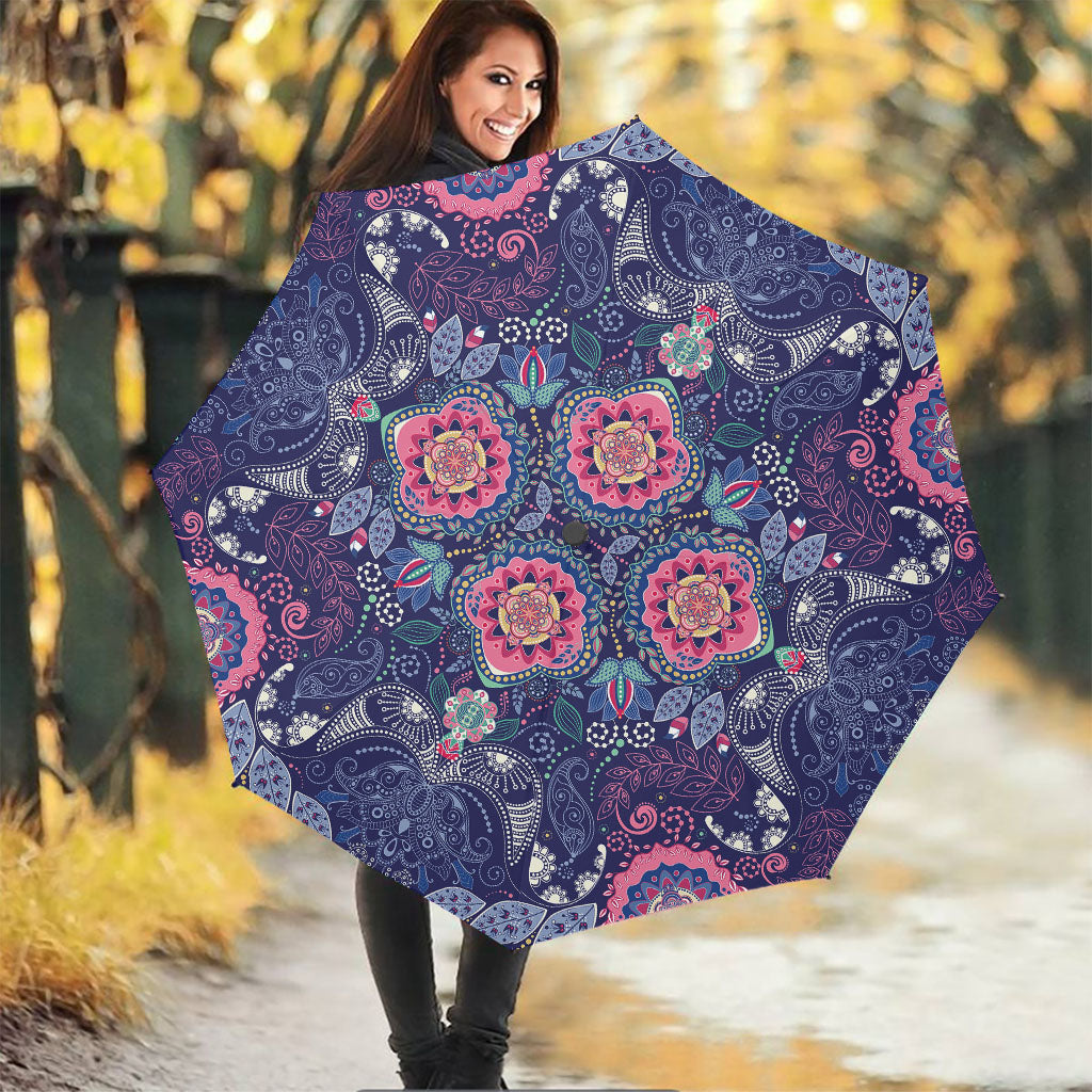 Ornamental Paisley Mandala Print Foldable Umbrella