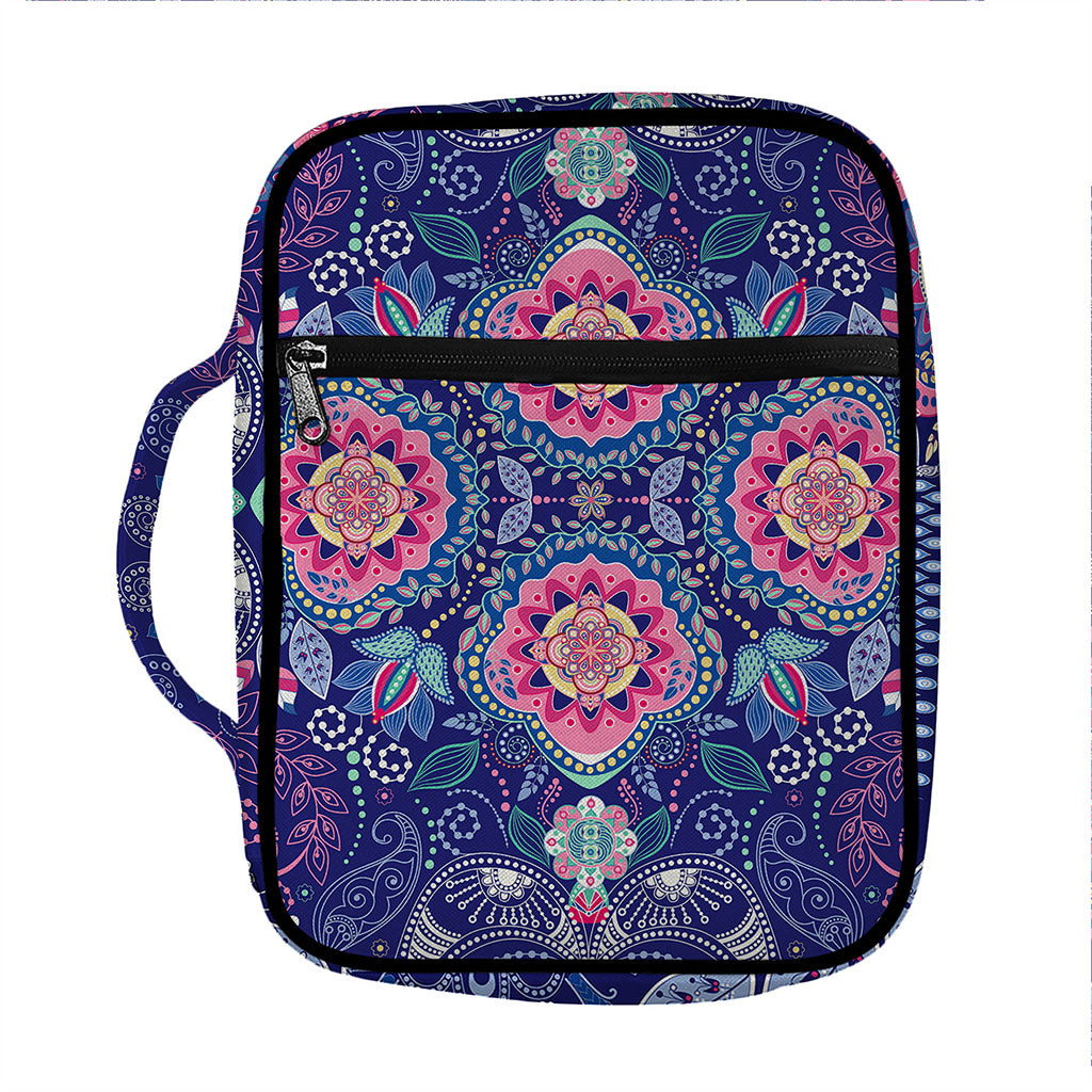 Ornamental Paisley Mandala Print Front Pocket Bible Bag