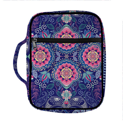 Ornamental Paisley Mandala Print Front Pocket Bible Bag