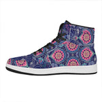 Ornamental Paisley Mandala Print High Top Leather Sneakers