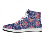 Ornamental Paisley Mandala Print High Top Leather Sneakers