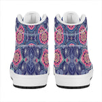 Ornamental Paisley Mandala Print High Top Leather Sneakers
