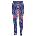 Ornamental Paisley Mandala Print High-Waisted Pocket Leggings