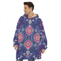 Ornamental Paisley Mandala Print Hoodie Blanket