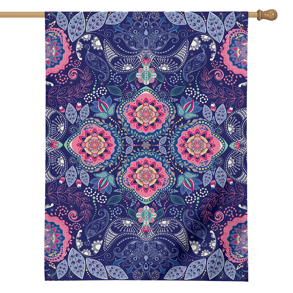 Ornamental Paisley Mandala Print House Flag